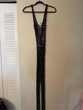 Black Beaded Tassel Wall Decor - Elegant Hanging Accent